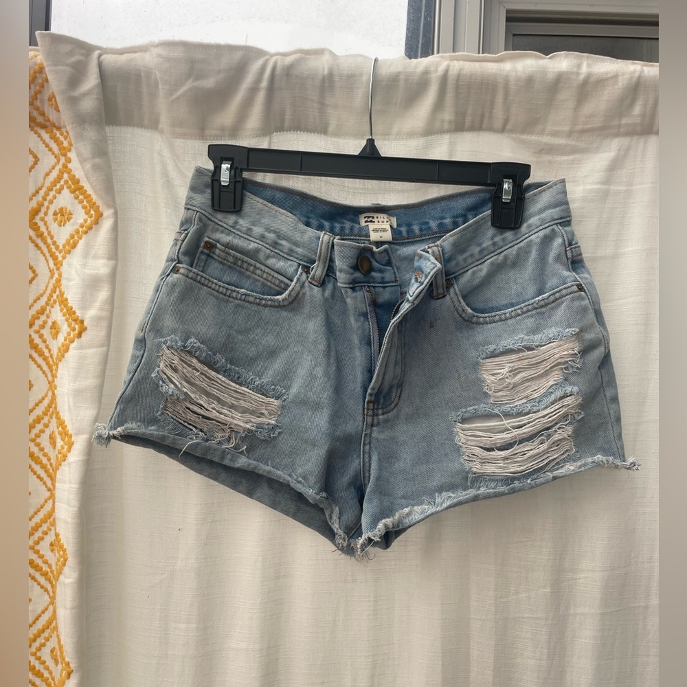 Billabong Light Blue Distressed Jean Shorts